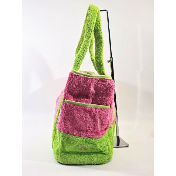 VINTAGE Lilly Pulitzer Pink Green XL Terrycloth Beach Bag Tote Purse Shopper GUC - Picture 6 of 12
